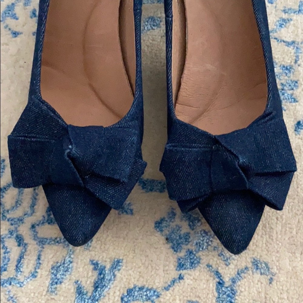 “All Black” Denim heels with bow on toe